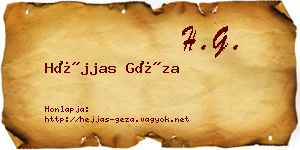 Héjjas Géza névjegykártya
