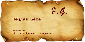 Héjjas Géza névjegykártya
